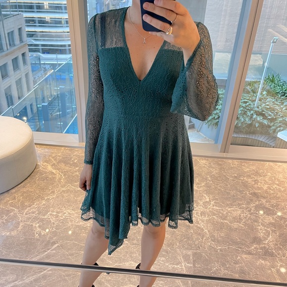 Stunning Topshop Turquoise Lace Dress - Size 10 - Picture 3 of 4